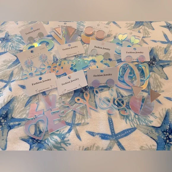 🎼Music Earrings🎼-New/Fun/Large/Iridescent/Plastic/Hippie/Rainbow/Party/Fun/Luv - Picture 9 of 12